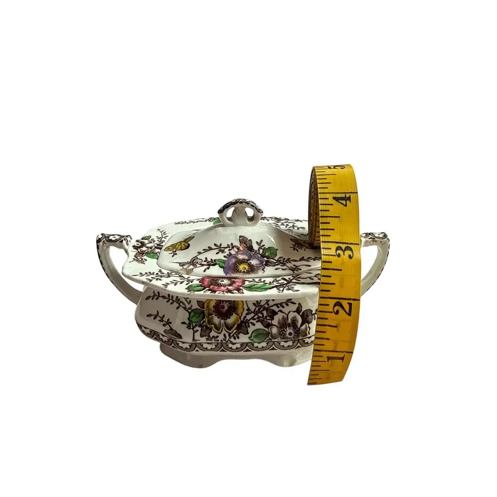 Vintage Alfred Meakin Medway Decor Covered Sugar Bowl England Floral Ironstone